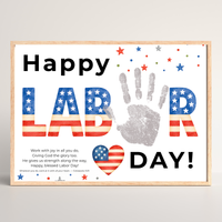 Christian Happy Labor Day Handprint Craft Printable | Faith Based Labor Day Activity | Preschool Sunday School Keepsake
