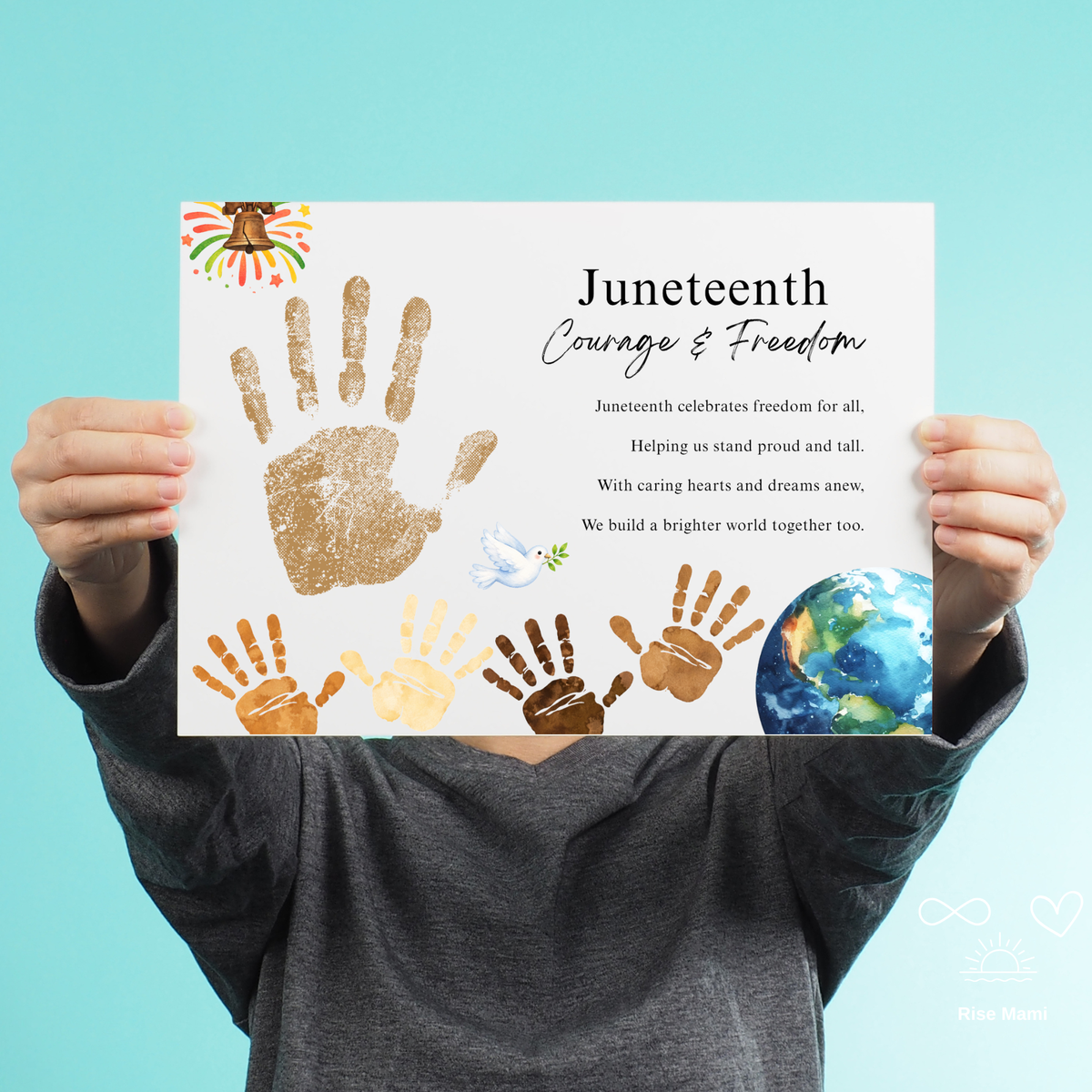 Juneteenth Courage & Freedom Handprint Craft Printable | Juneteenth Activity for Kids | Diversity & Inclusion Keepsake