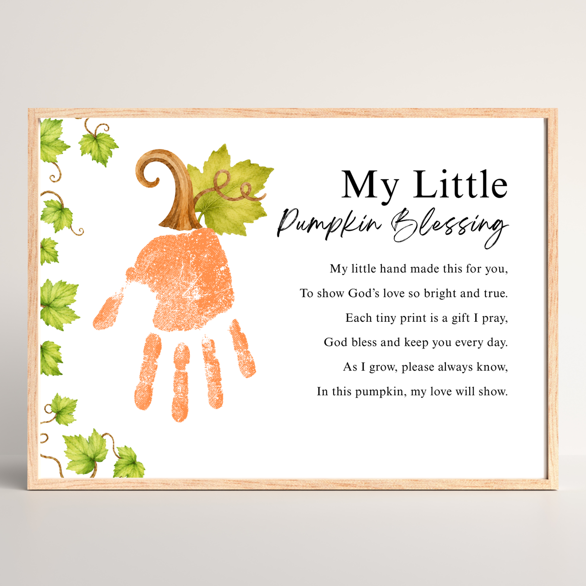 My Little Pumpkin Blessing Handprint Craft Printable | Christian Fall Keepsake | Preschool Pumpkin Handprint Activity