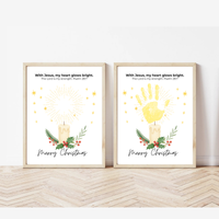 Christian Christmas Candle Handprint Craft | Merry Christmas Keepsake | Psalm 28:7 Handprint Printable | Sunday School Christmas Activity