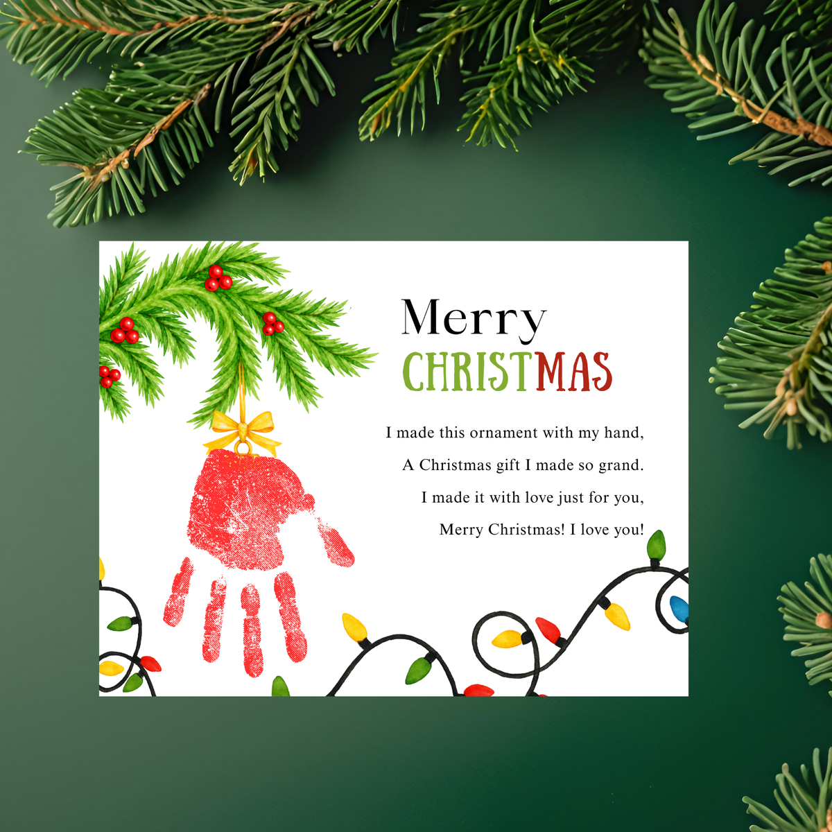Christmas Ornament Handprint Poem  Craft for Kids | Merry Christmas Keepsake Printable + Free Coloring Page