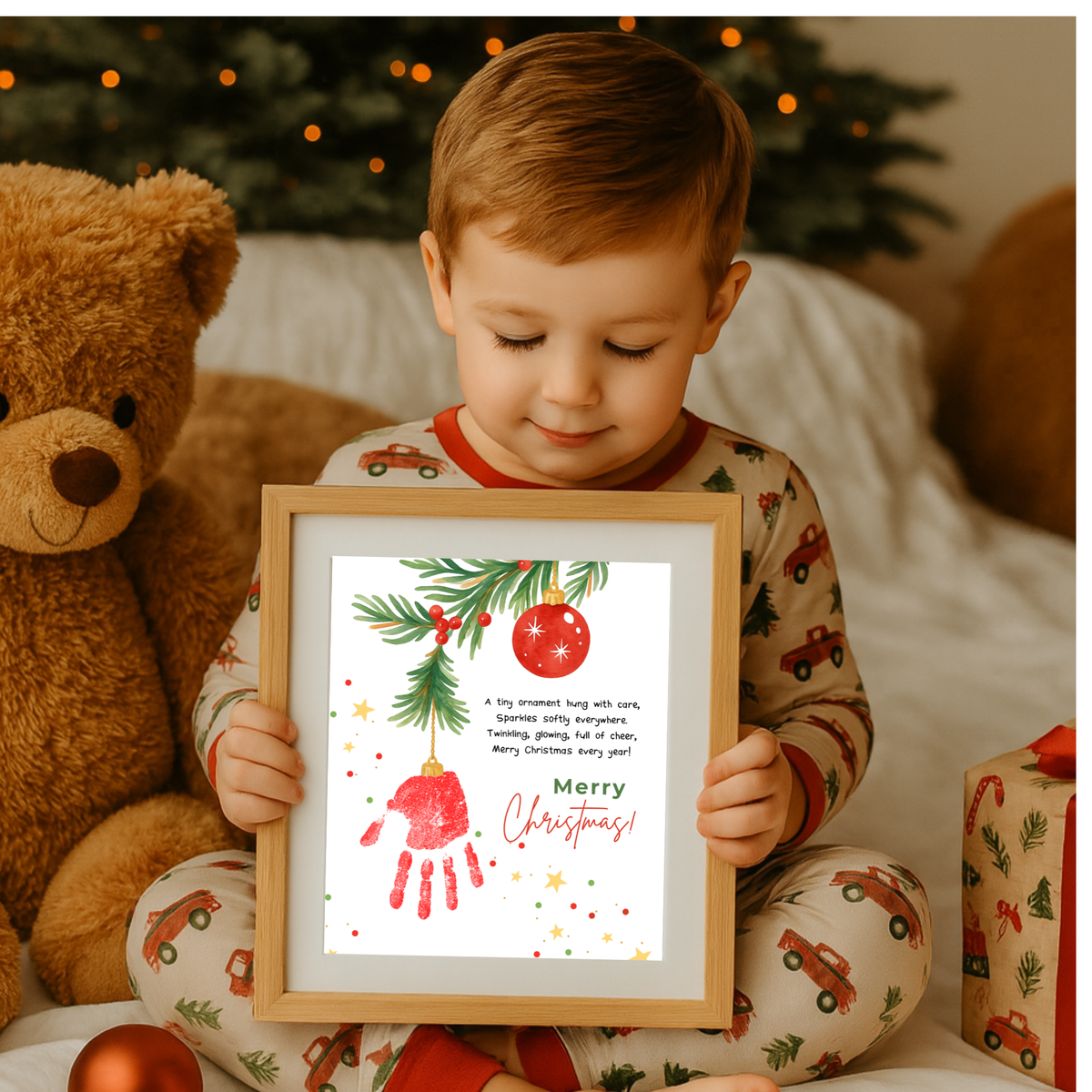 Christmas Ornament Handprint Craft | Christmas Keepsake Printable | Preschool Christmas Handprint Activity | Holiday Classroom Craft