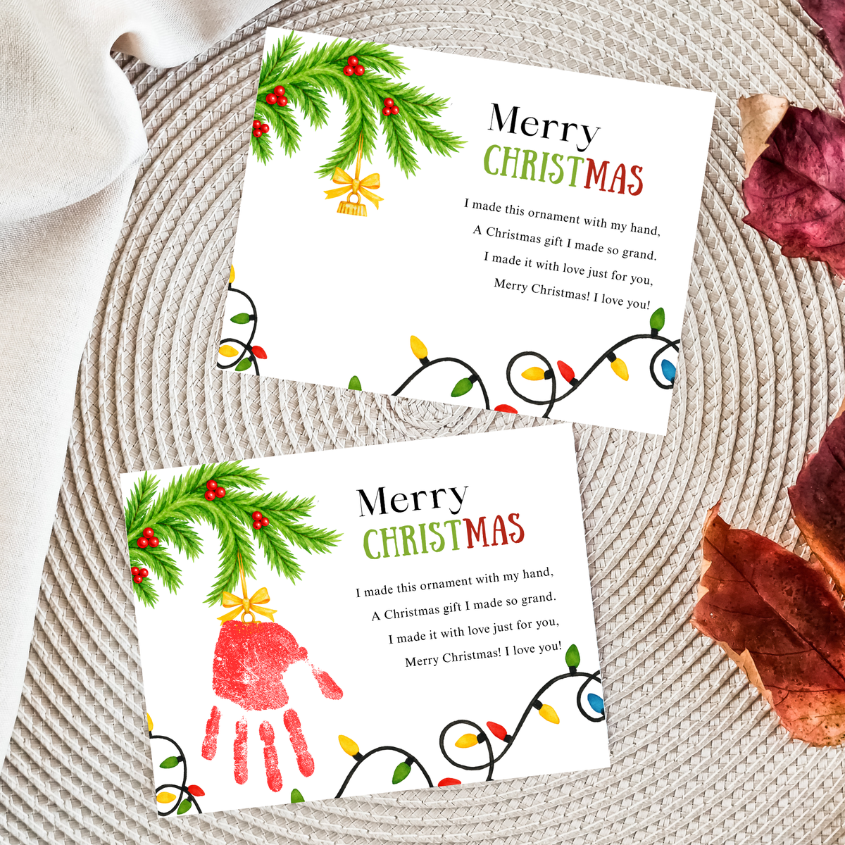 Christmas Ornament Handprint Poem  Craft for Kids | Merry Christmas Keepsake Printable + Free Coloring Page