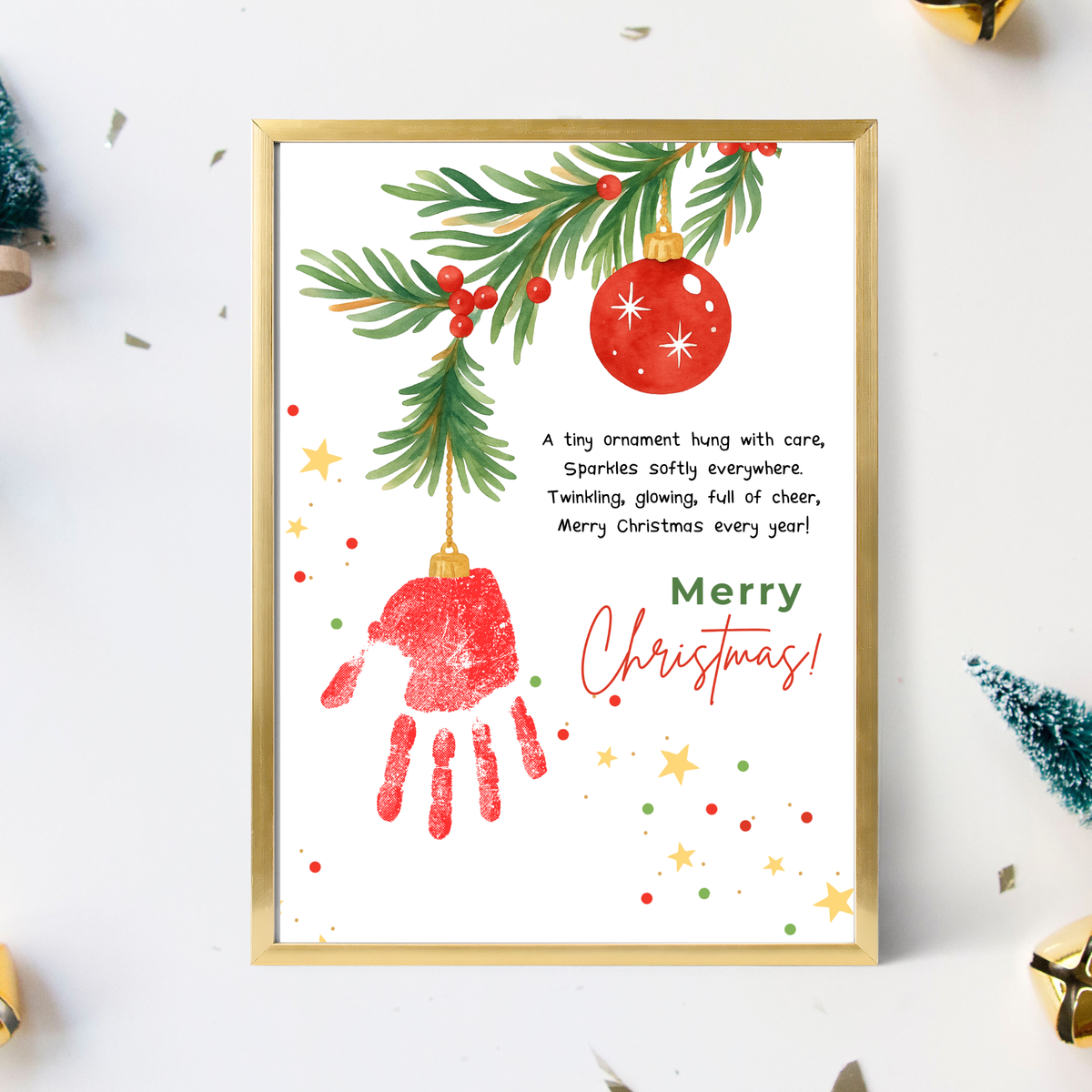 Christmas Ornament Handprint Craft | Christmas Keepsake Printable | Preschool Christmas Handprint Activity | Holiday Classroom Craft
