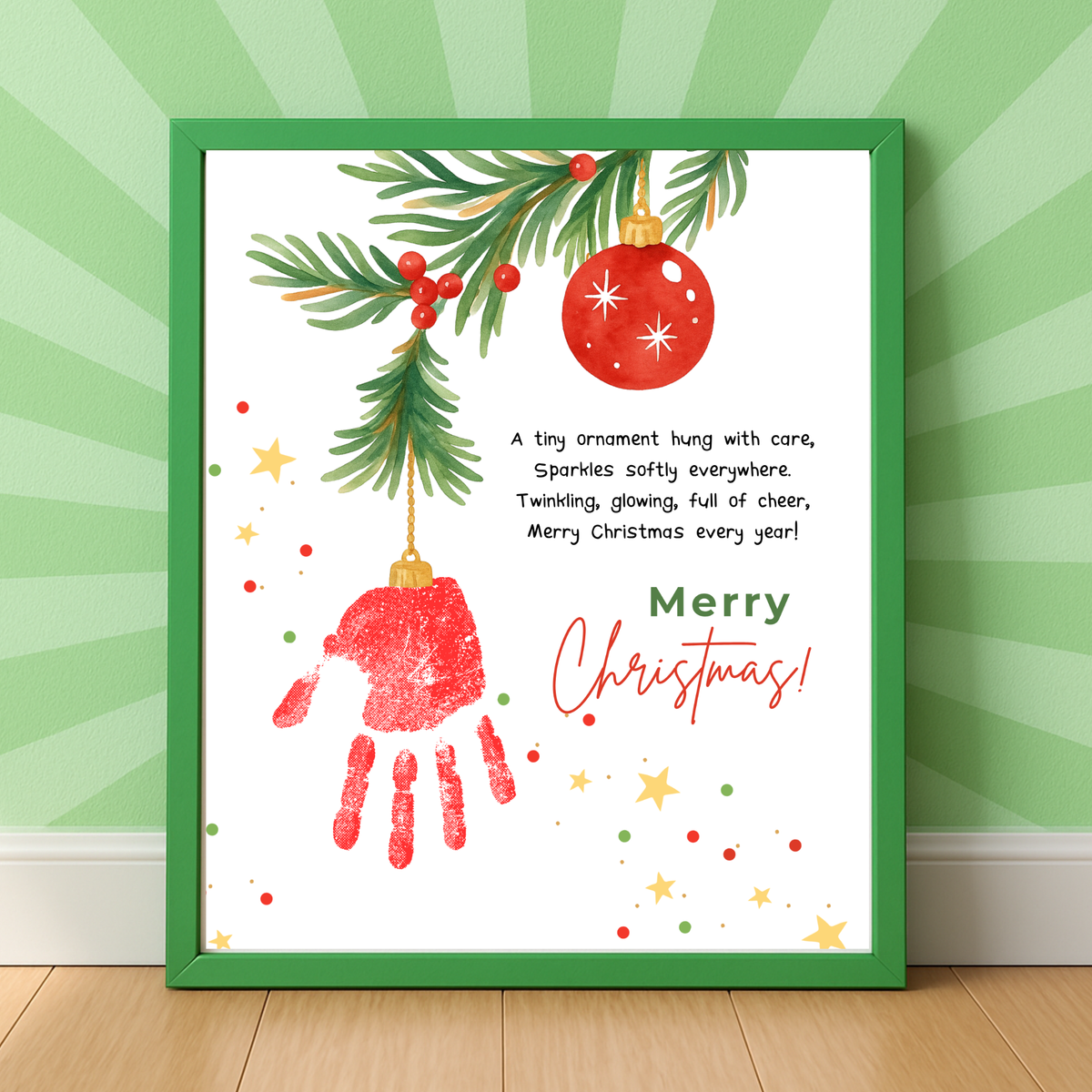 Christmas Ornament Handprint Craft | Christmas Keepsake Printable | Preschool Christmas Handprint Activity | Holiday Classroom Craft