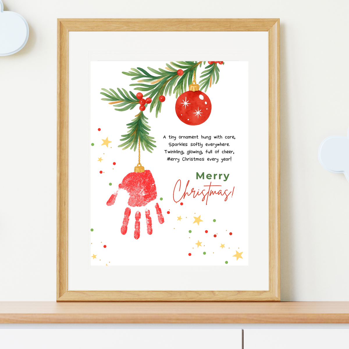 Christmas Ornament Handprint Craft | Christmas Keepsake Printable | Preschool Christmas Handprint Activity | Holiday Classroom Craft