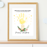 Christian Christmas Candle Handprint Craft | Merry Christmas Keepsake | Psalm 28:7 Handprint Printable | Sunday School Christmas Activity