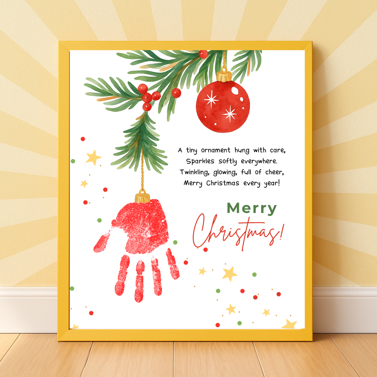 Christmas Ornament Handprint Craft | Christmas Keepsake Printable | Preschool Christmas Handprint Activity | Holiday Classroom Craft
