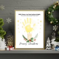 Christian Christmas Candle Handprint Craft | Merry Christmas Keepsake | Psalm 28:7 Handprint Printable | Sunday School Christmas Activity