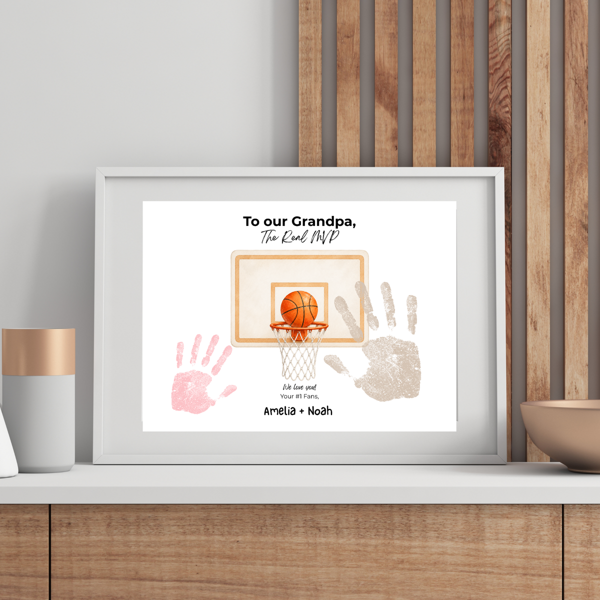 Basketball Handprint Craft for Grandpa, To Our Grandpa The Real MVP Printable, Father’s Day Gift from Grandkids, Sports Grandpa Keepsake