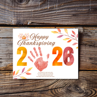 Happy Thanksgiving 2026 Handprint Craft | First Thanksgiving Keepsake Printable