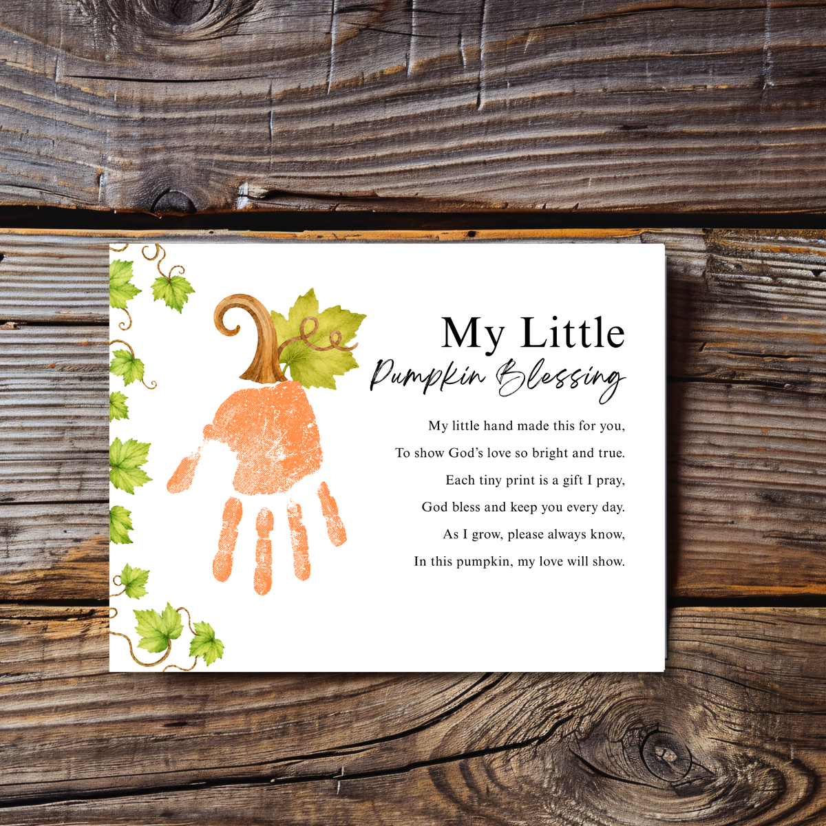 My Little Pumpkin Blessing Handprint Craft Printable | Christian Fall Keepsake | Preschool Pumpkin Handprint Activity