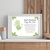 Palm Sunday Poem Handprint Craft Printable | “God’s Promised King Has Come” Christian Kids Activity | Easter Faith-Based Keepsake PDF