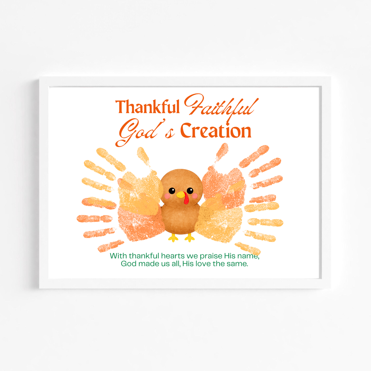 Thankful Faithful God's Creation Handprint Turkey Craft Printable | Christian Thanksgiving Handprint Activity | Preschool Fall Keepsake PDF