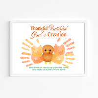 Thankful Faithful God's Creation Handprint Turkey Craft Printable | Christian Thanksgiving Handprint Activity | Preschool Fall Keepsake PDF