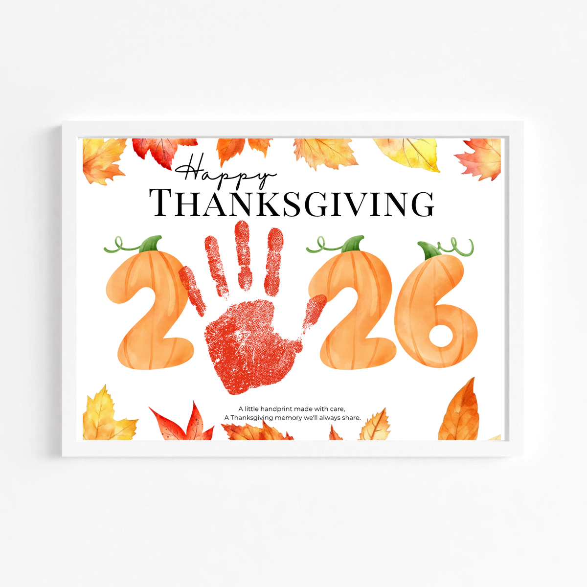 Happy Thanksgiving 2026 Handprint Craft Printable, Thanksgiving Keepsake Activity, Fall Handprint Craft for Preschool Kindergarten PDF