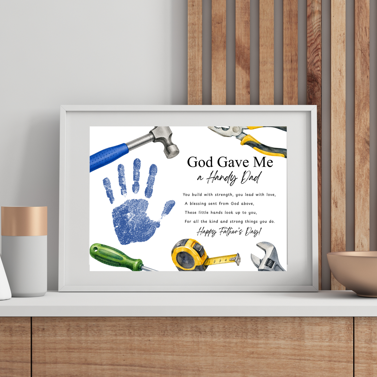 Christian Father’s Day Handprint Craft Printable, God Gave Me a Handy Dad, Tool Theme Father’s Day Keepsake, Faith Based Dad Gift