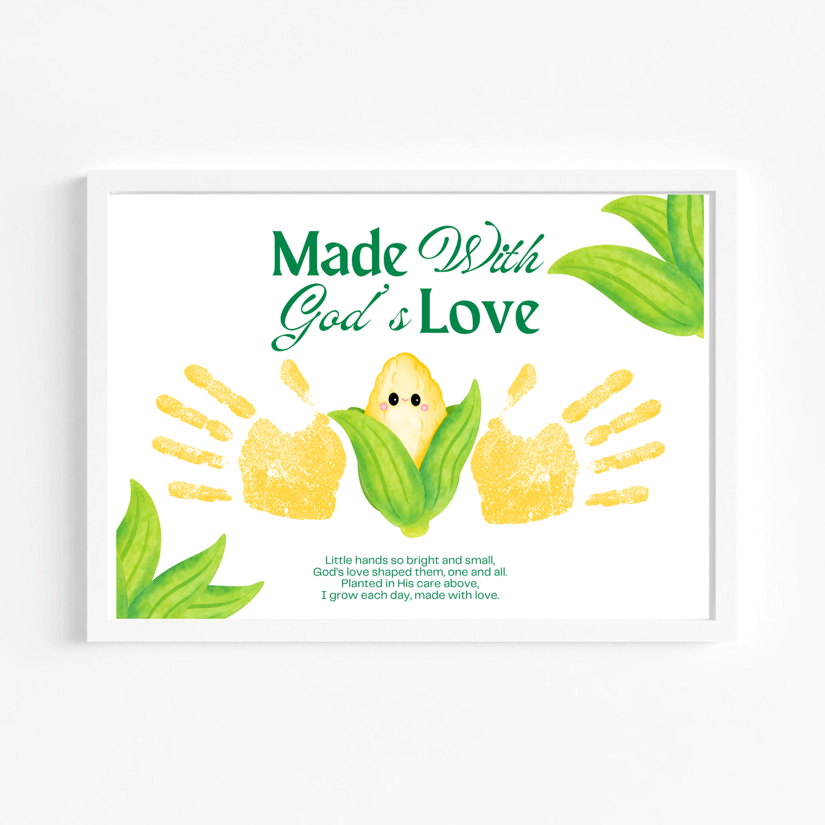 Christian Corn Handprint Craft Printable, Made With God's Love, Preschool Harvest Activity, Thanksgiving Craft, Fall Keepsake, Baby's First Fall