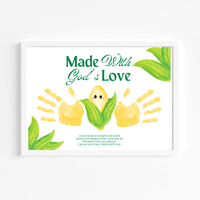 Christian Corn Handprint Craft Printable, Made With God's Love, Preschool Harvest Activity, Thanksgiving Craft, Fall Keepsake, Baby's First Fall