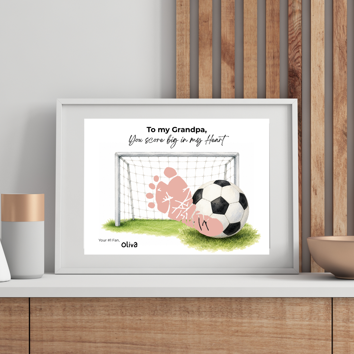 Soccer Grandpa Footprint Craft Printable, To My Grandpa You Score Big in My Heart, Grandpa Soccer Keepsake Gift, Sports Grandpa Gift from Kids