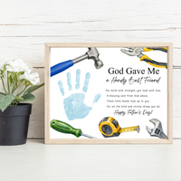 Christian Father Figure Handprint Craft Printable | God Gave Me a Handy Best Friend | Faith-Based Keepsake Gift for Dad Grandpa Uncle Mentor