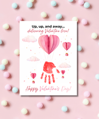 Valentine’s Day Handprint Craft Printable for Kids | Balloon Valentine Keepsake | Valentine Art PDF