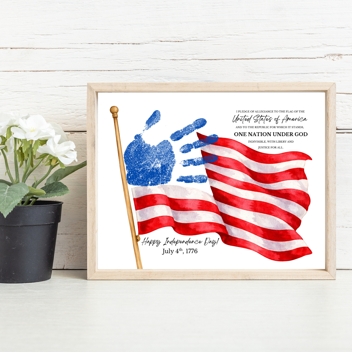 Happy Independence Day Handprint Craft Printable | July 4th Flag Handprint Art | Patriotic USA Keepsake Activity for Kids | Fourth of July Craft