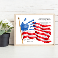 Happy Independence Day Handprint Craft Printable | July 4th Flag Handprint Art | Patriotic USA Keepsake Activity for Kids | Fourth of July Craft