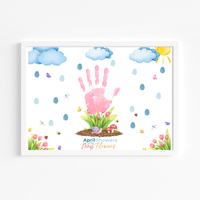 April Showers Bring May Flowers Handprint Craft Printable | Spring Handprint Keepsake | Preschool Spring Activity PDF