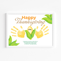 Happy Thanksgiving Corn Handprint Craft Printable, Thanksgiving Keepsake, Baby's First Thanksgiving, Preschool Fall Harvest Activity