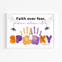 Christian Halloween Handprint Craft Printable | Faith Over Fear Kids Craft | Isaiah 41:10 Bible Activity | Sunday School Halloween Keepsake