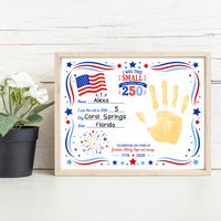250 Years of Freedom Handprint Craft Printable, Happy Birthday America Keepsake, I Was This Small When America Turned 250, July 4th Activity