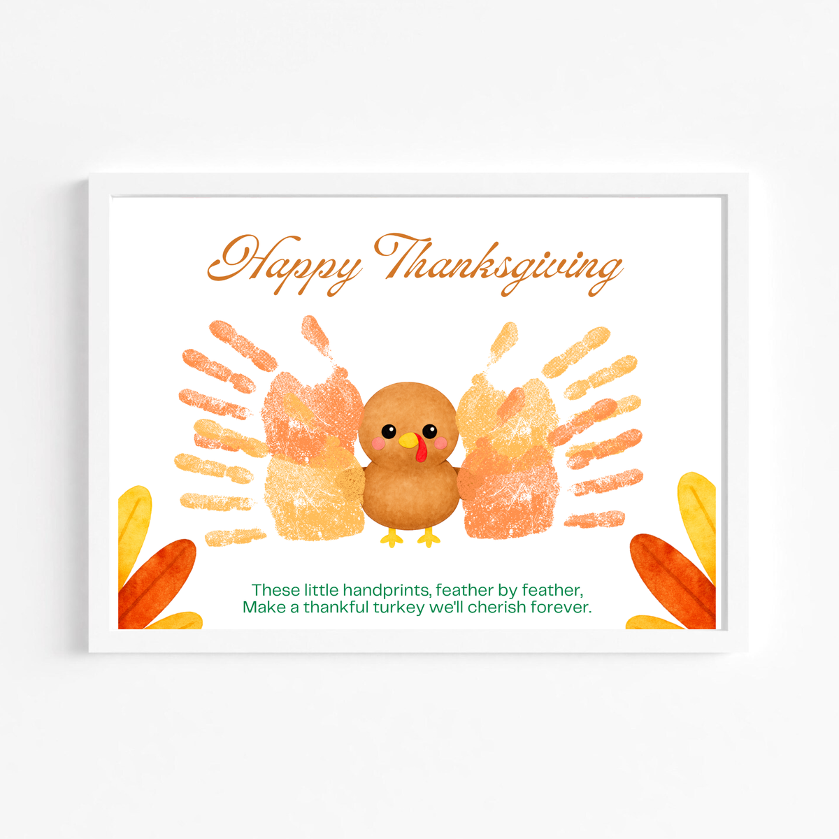 Happy Thanksgiving Turkey Handprint Craft Printable | Thanksgiving Handprint Keepsake | Preschool Fall Activity PDF