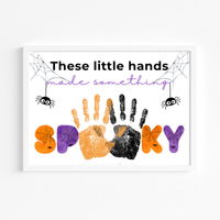 Halloween Handprint Craft Printable | These Little Hands Made Something Spooky | Halloween Keepsake for Kids | Preschool & Daycare Craft
