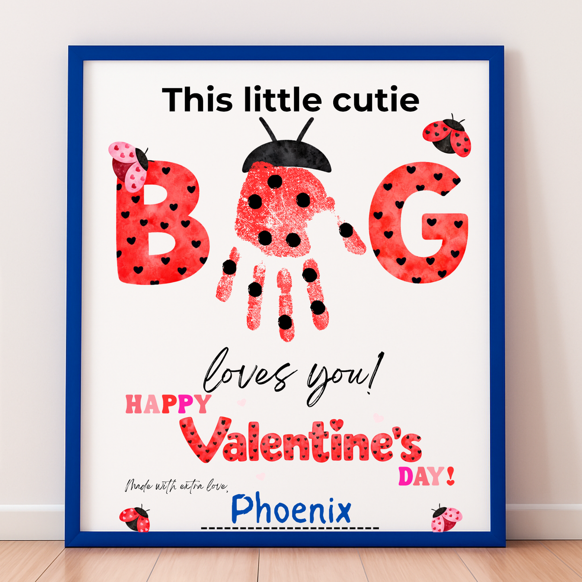 Valentine’s Day Handprint Craft Printable for Kids | Ladybug Valentine Keepsake | Valentine Art PDF