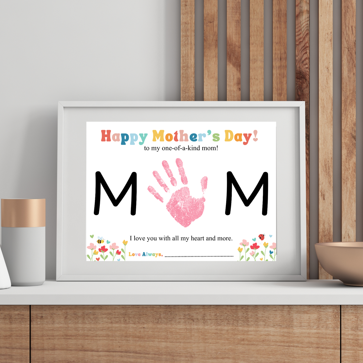 Mother’s Day Handprint Craft Printable | MOM Handprint Keepsake Gift from Kids | Preschool DIY Mother’s Day Art | Personalized Mom Gift PDF