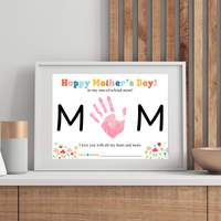 Mother’s Day Handprint Craft Printable | MOM Handprint Keepsake Gift from Kids | Preschool DIY Mother’s Day Art | Personalized Mom Gift PDF