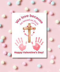 Valentine’s Day Handprint Craft Printable for Kids | Faith-Based Cross Keepsake | 1 John 4:19