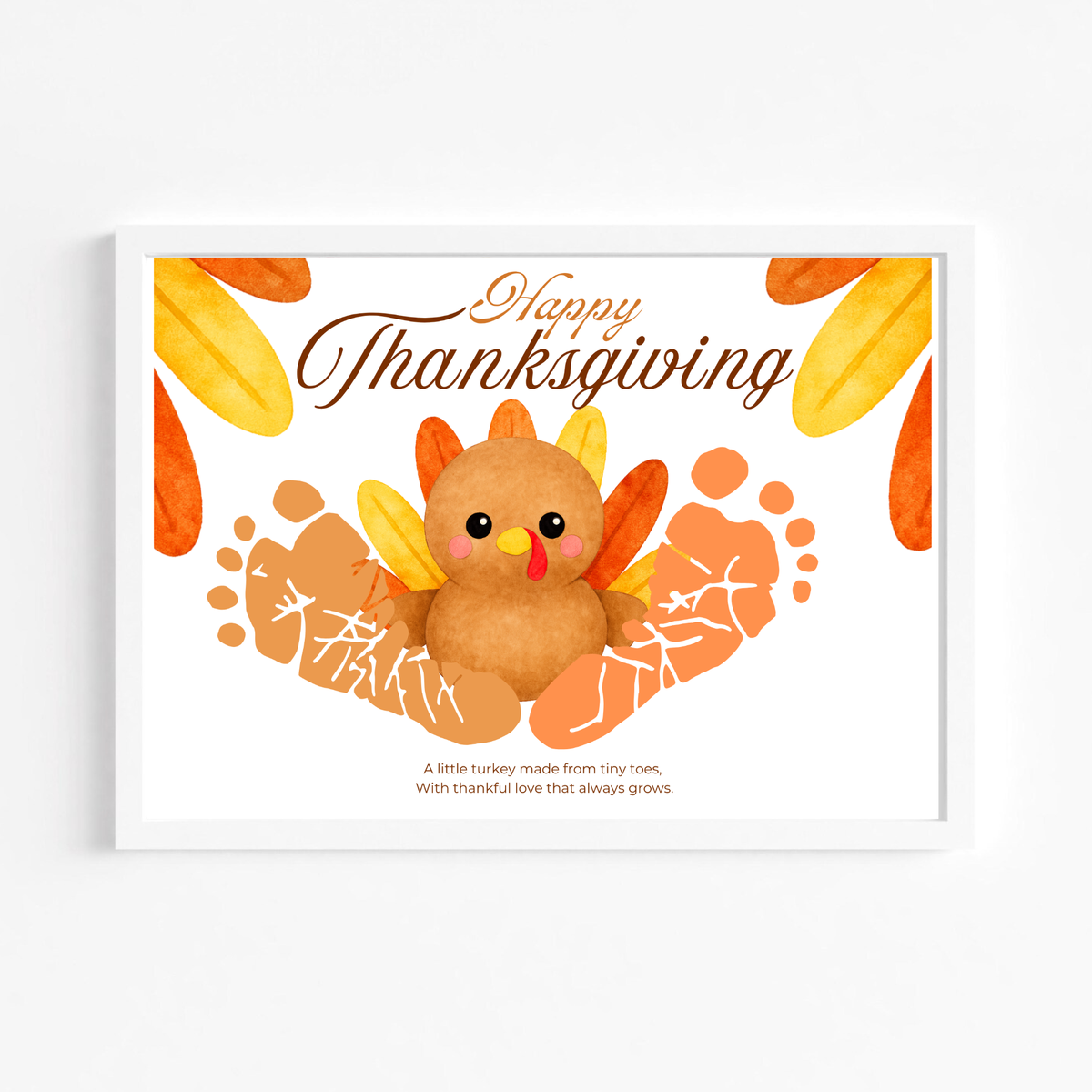 Happy Thanksgiving Turkey Footprint Craft | Thanksgiving Keepsake Printable | Preschool Fall Activity