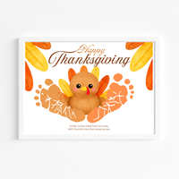 Happy Thanksgiving Turkey Footprint Craft | Thanksgiving Keepsake Printable | Preschool Fall Activity