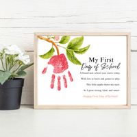 My First Day of School Apple Handprint Craft Printable | Back to School Apple Poem Keepsake | Preschool Kindergarten Activity