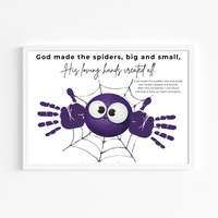 Christian Halloween Spider Handprint Craft Printable | God Made the Spiders Kids Craft | Sunday School Halloween Activity | Christian Keepsake
