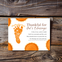 Thankful for God's Blessings Footprint Craft | Christian Thanksgiving Keepsake | Pumpkin Pie Footprint Printable | Psalm 107:1