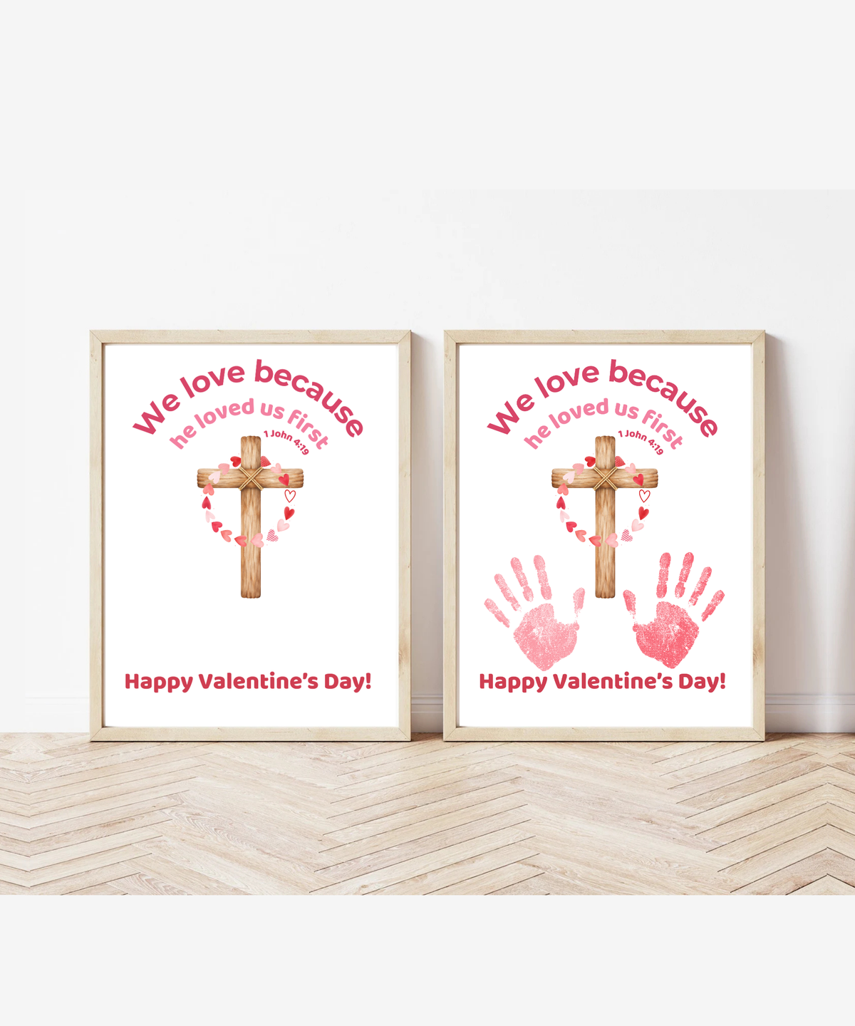 Valentine’s Day Handprint Craft Printable for Kids | Faith-Based Cross Keepsake | 1 John 4:19