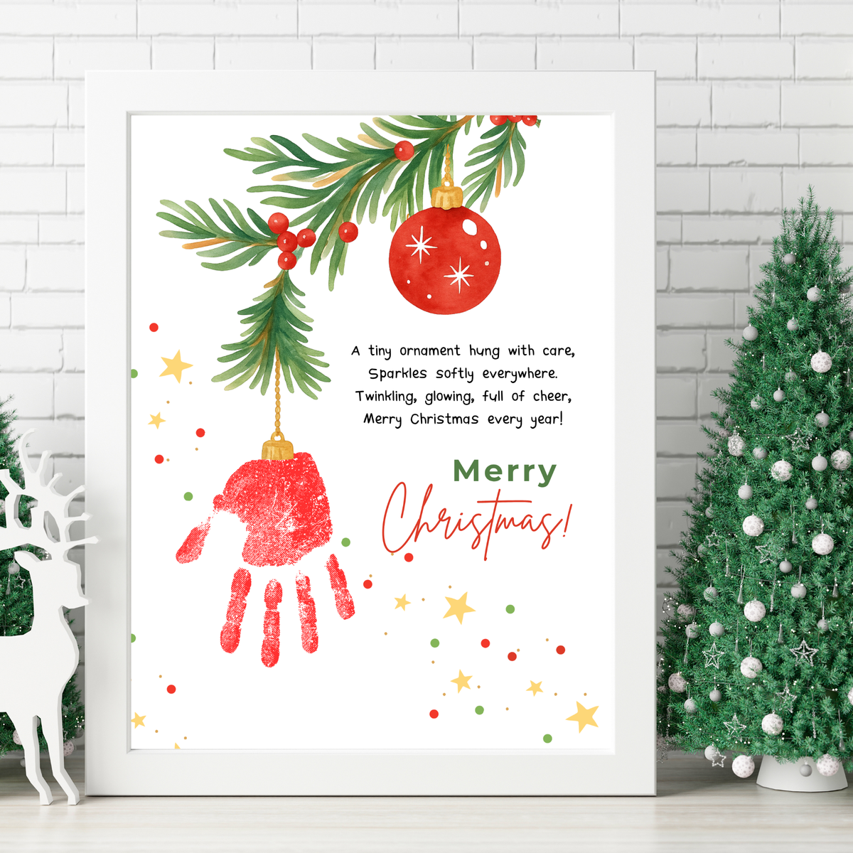 Christmas Ornament Handprint Craft | Christmas Keepsake Printable | Preschool Christmas Handprint Activity | Holiday Classroom Craft