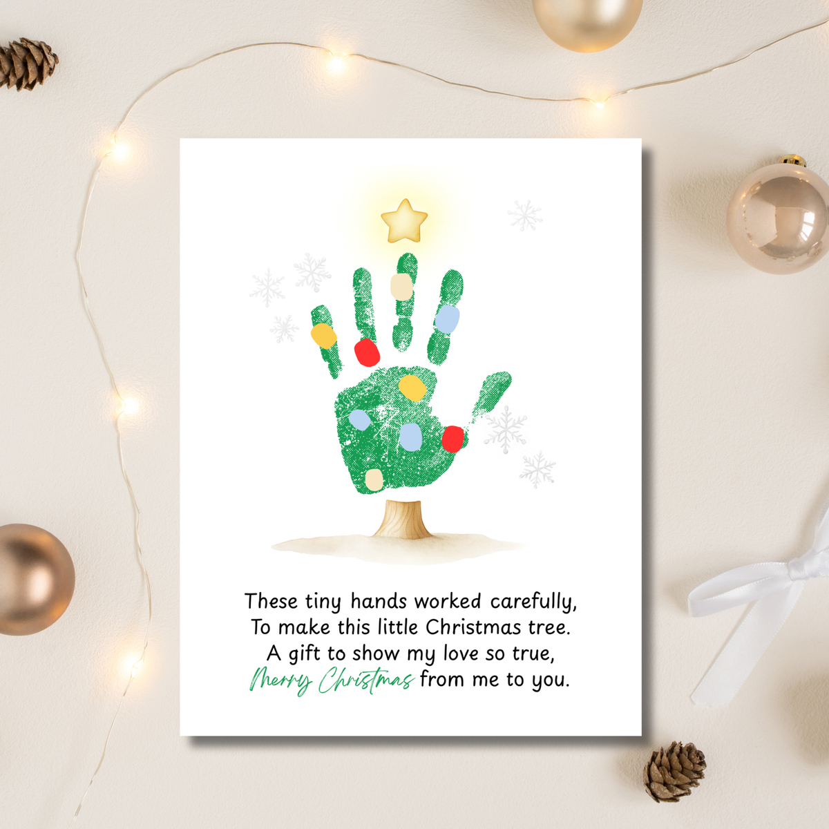 Christmas Tree Handprint Craft | Christmas Keepsake Printable | Preschool Christmas Handprint Activity | Holiday Classroom Craft