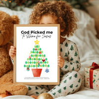 God Picked Me to Shine for Jesus Fingerprint Christmas Tree Craft Printable | Christian Christmas Fingerprint Activity | Faith-Based Kids Christmas Keepsake