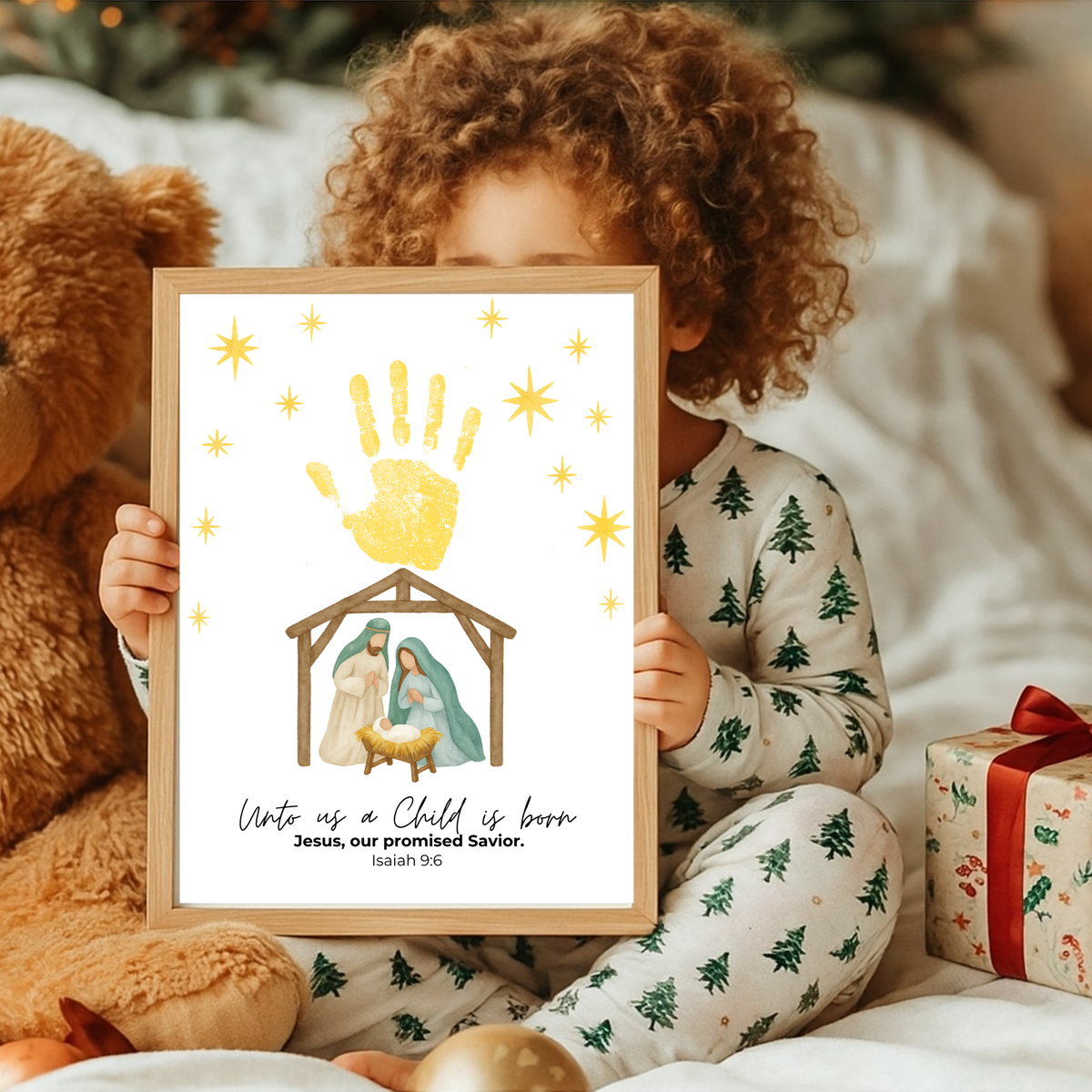 Unto Us a Child Is Born Handprint Craft | Christian Nativity Printable | Christmas Bible Keepsake | Preschool Jesus Birth Activity