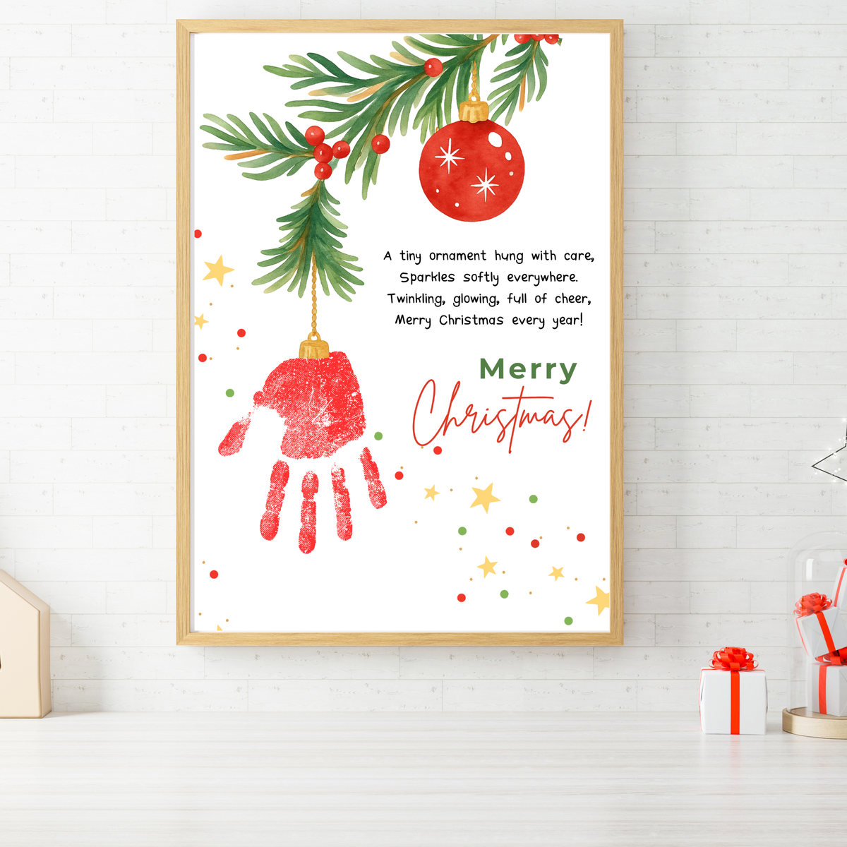 Christmas Ornament Handprint Craft | Christmas Keepsake Printable | Preschool Christmas Handprint Activity | Holiday Classroom Craft