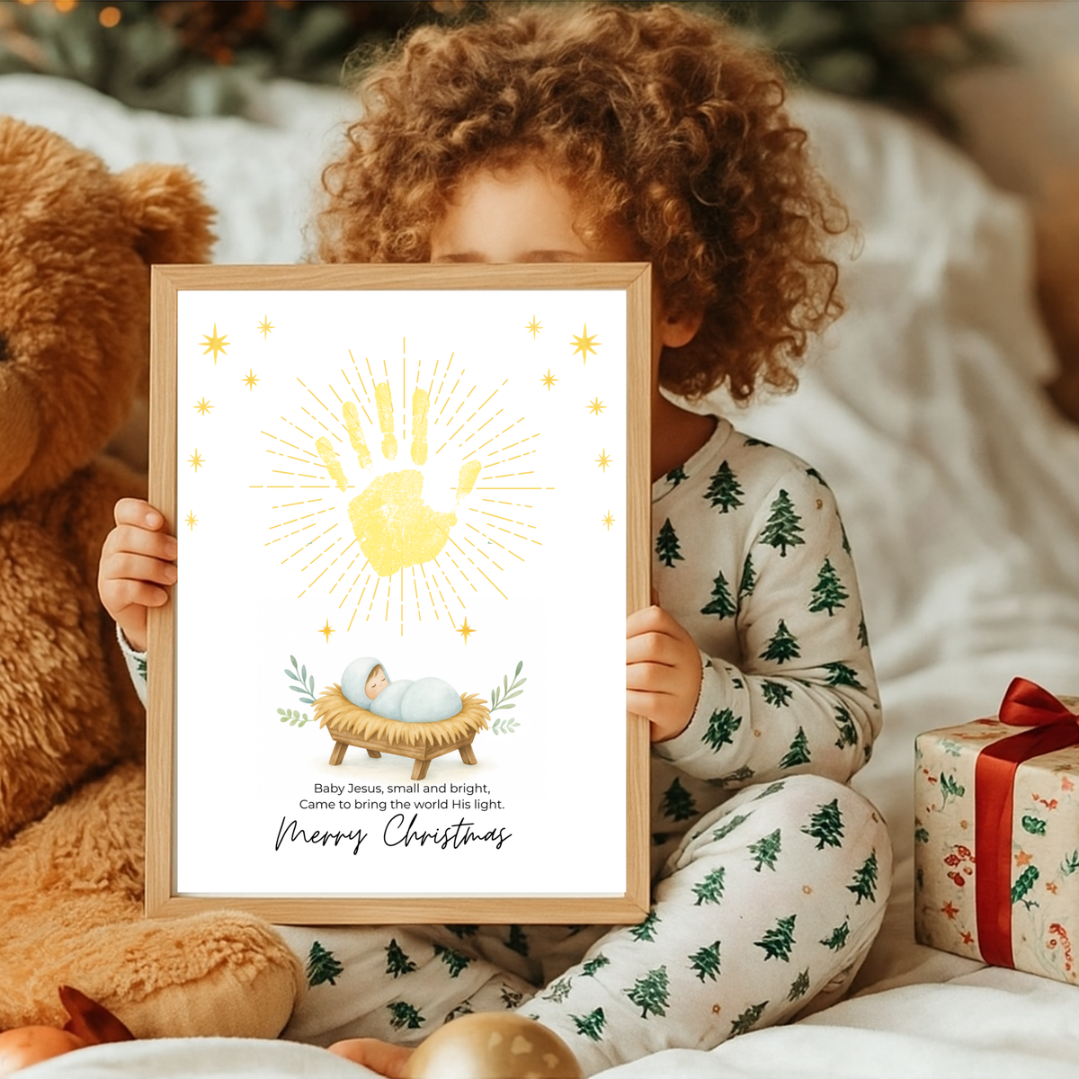 Baby Jesus Handprint Craft Printable | Christian Christmas Keepsake | Nativity Handprint Activity | Sunday School Christmas Craft
